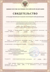 Свидетельство о государственной регистрации некоммерческой организации